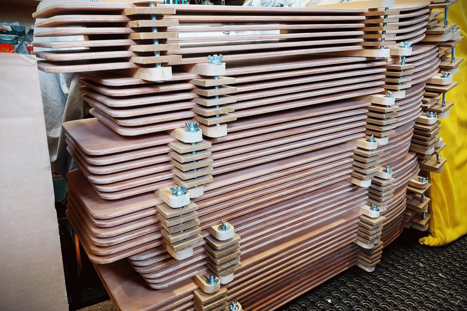 Photo of boards in a clamp